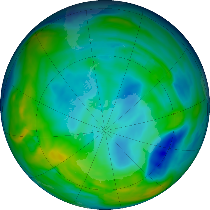 Antarctic ozone map for 07 June 2024